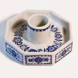 arabia finland  candleholder in blue and white